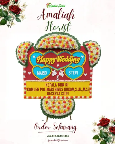 Karangan Papan Bunga Pernikahan di Pandang